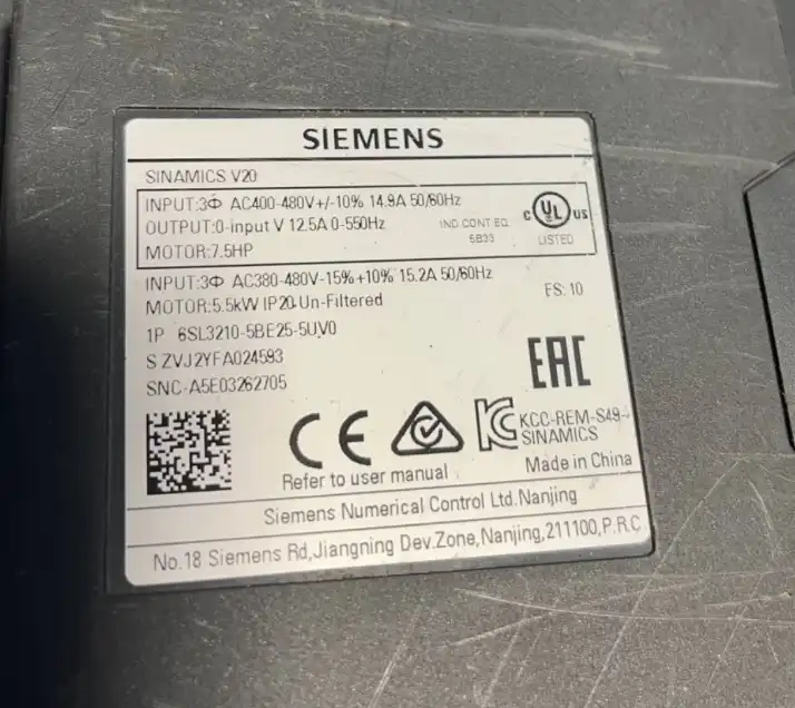 Siemens-Sinamics-V20-6SL32105BE255UV0-Falownik-9
