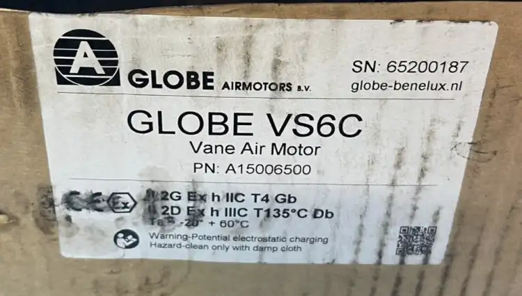 Globe-VS6C-A15006500-Silnik-pneumatyczny-3.4kW-10.5Nm-3000rpm-7