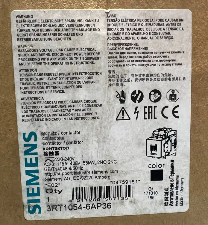 SIEMENS-3RT10546AP36-Stycznik-55KW-400V-AC3-4