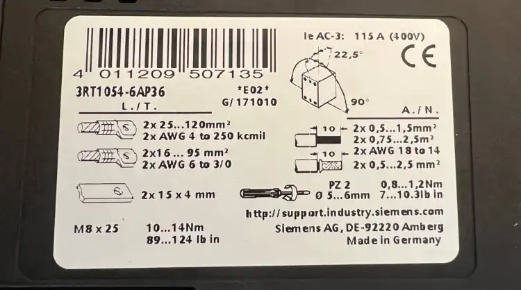 SIEMENS-3RT10546AP36-Stycznik-55KW-400V-AC3-5