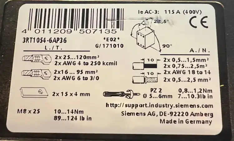 SIEMENS-3RT10546AP36-Stycznik-mocy-55KW-400V-AC3-8