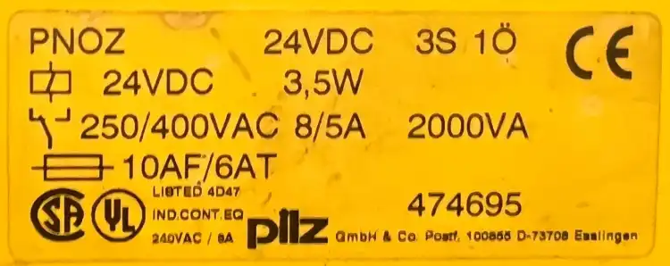 Pilz-474695-Pnoz-24VDC-3S-1O-Przekaźnik-bezpieczeństwa-3,5W-4