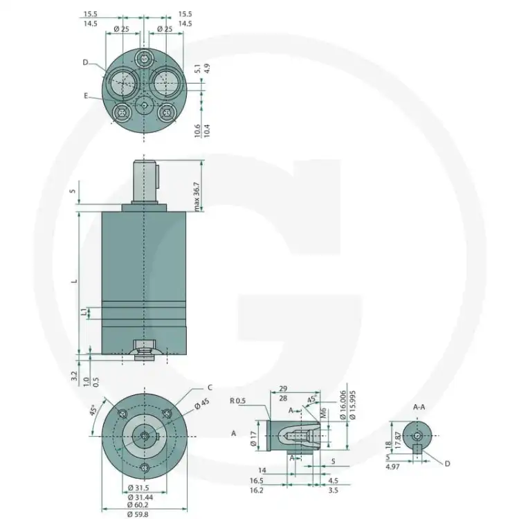 WHITE-151G0037-OMM-50-Silnik-hydrauliczny-D=16mm-EP-2