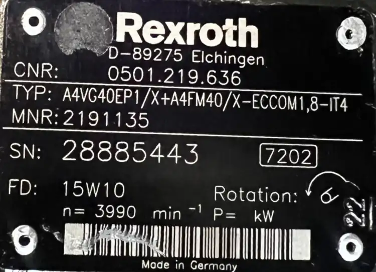 Rexroth-A4VG40EP1-X+A4FM40-X-ECCOM1,8-IT4-(2191135)-Pompa-hydrauliczna