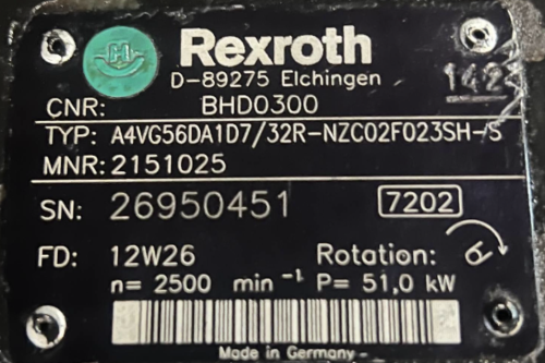 Rexroth-A4VG56DA1D7-32R-NZC02F023SH-S-(2151025,-BHD0300)-Pompa-Hydrauliczna
