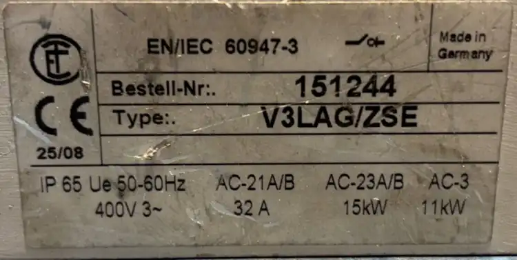 Elektra-Tailfingen-151244-V3LAG-ZSE-Rozłącznik-Główny-32A-15kW-400V-5