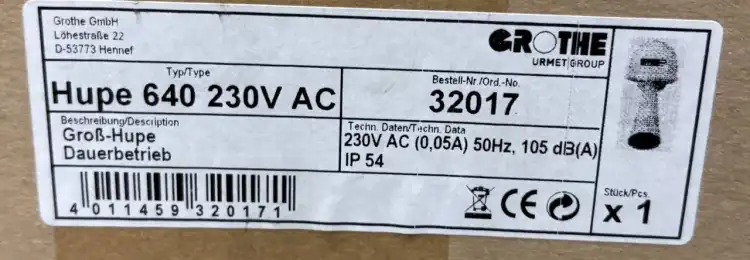 Grothe-Hupe-640-230V-AC-32017-Klakson-sygnałowy-230V-AC-50-Hz-0,05A-4