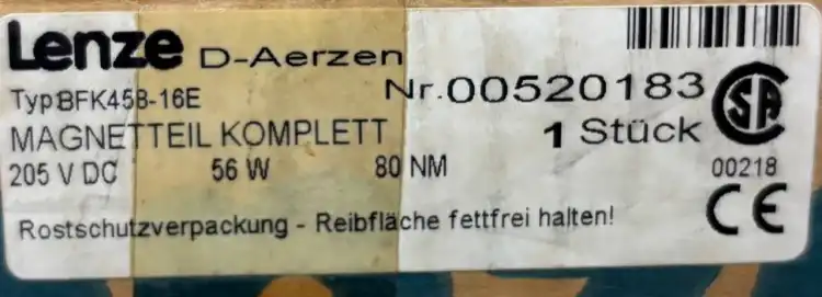 Lenze-BFK458-16E-00520183-Stojan-do-hamulca-z-regulacją-205V-DC-56W-80NM-5