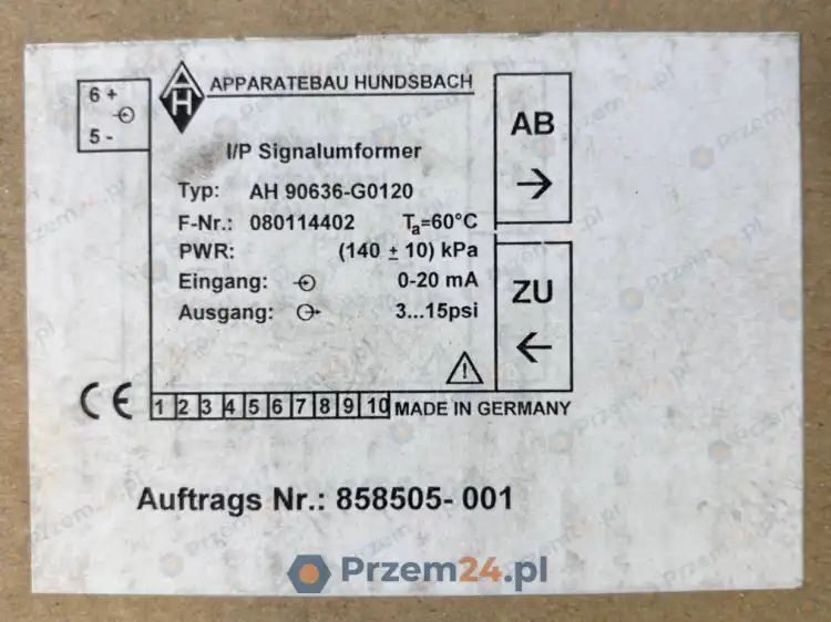 Apparatebau-Hundsbach-AH-90636-G0120-Przetwornik-I-P-0-20-mA-3-15-psi-2