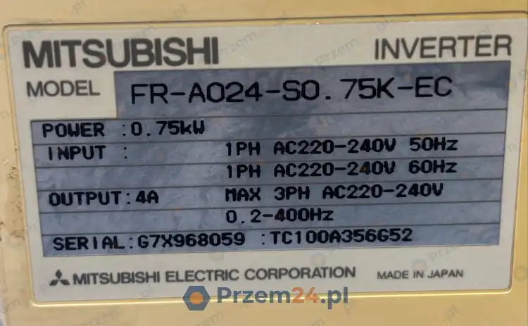 Mitsubishi-FR-A024-S0.75K-EC-Napęd-elektryczny-0.75kW-4A-4