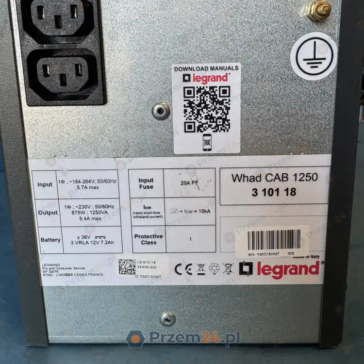 Legrand-Whad-CAB-1250-310118-Zasilacz-UPS-Online-1250VA-875W-230V-4