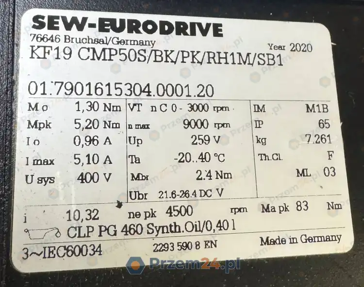 SEW-EURODRIVE-KF19-CMP50S-BK-PK-RH1M-SB1-Serwomotoreduktor-1.30Nm-i=10,32-4
