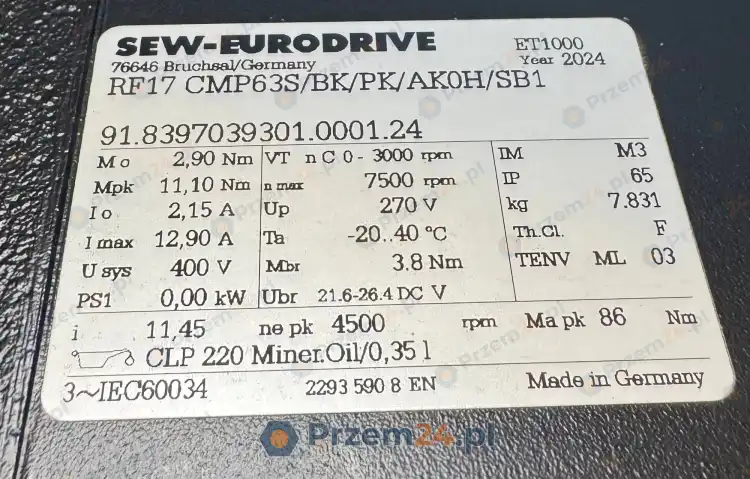 SEW-EURODRIVE-RF17-CMP63S-BK-PK-AK0H-SB1-Serwomotoreduktor-2.90Nm-i=11.45-6